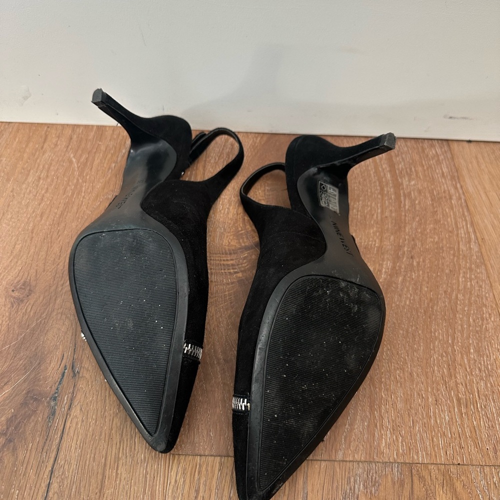 Nine West Black Heels with Silver Zipper Detail - Picture 3 of 5
